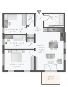 Wohnung-Nr. 11 Ger�umige 4-Zimmer-Eigentumswohnung mit Wohlf�hlambiente *KfW-40-QNG Standard*