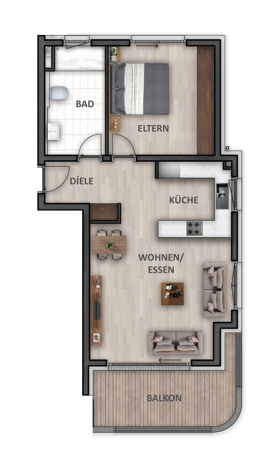 Wohnung-Nr. 7 (B) Etagenwohnung Heilbronn / Neckargartach