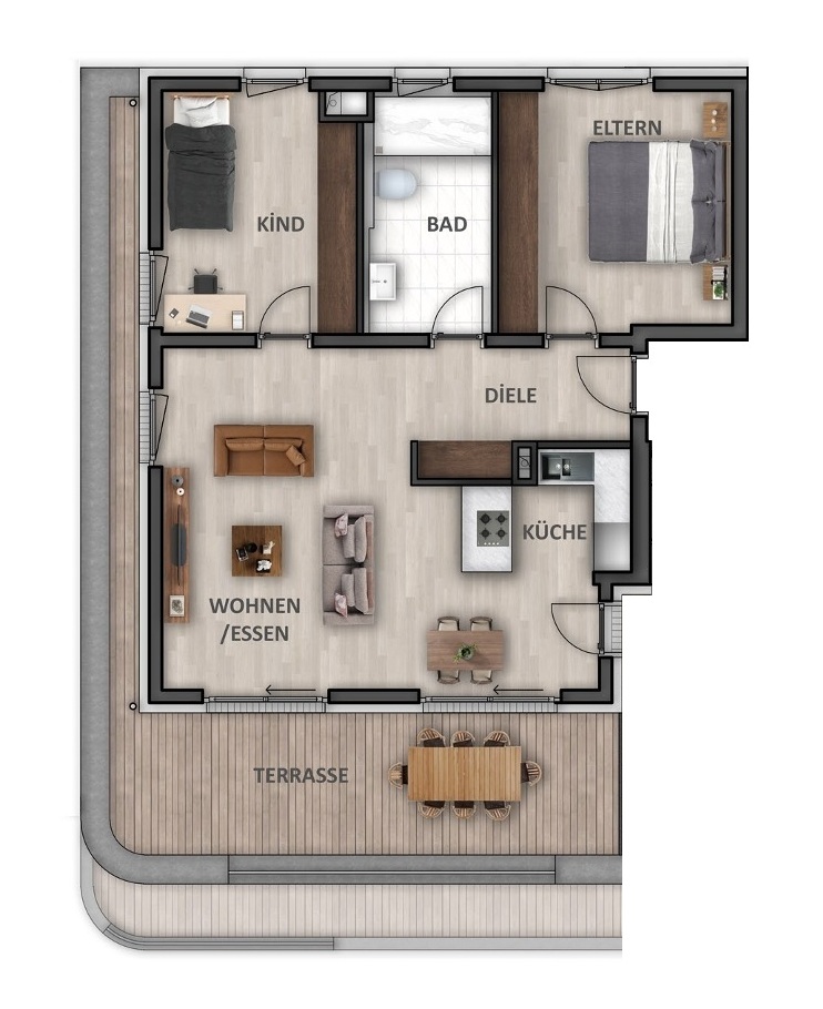 Wohnung-Nr. 11 (B) Dachgeschosswohnung Heilbronn / Neckargartach