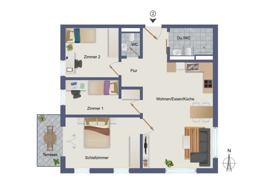 Wohnung-Nr. 2 Erdgeschosswohnung Asperg