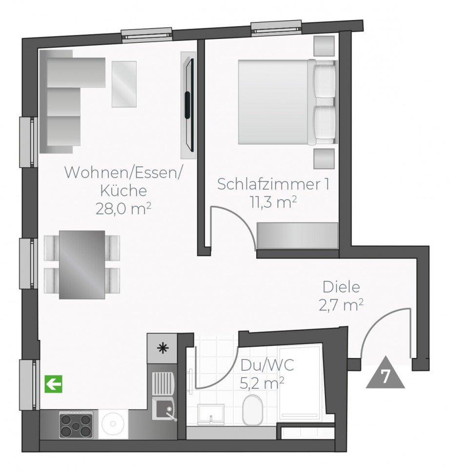 Wohnung-Nr. 7 Etagenwohnung Asperg