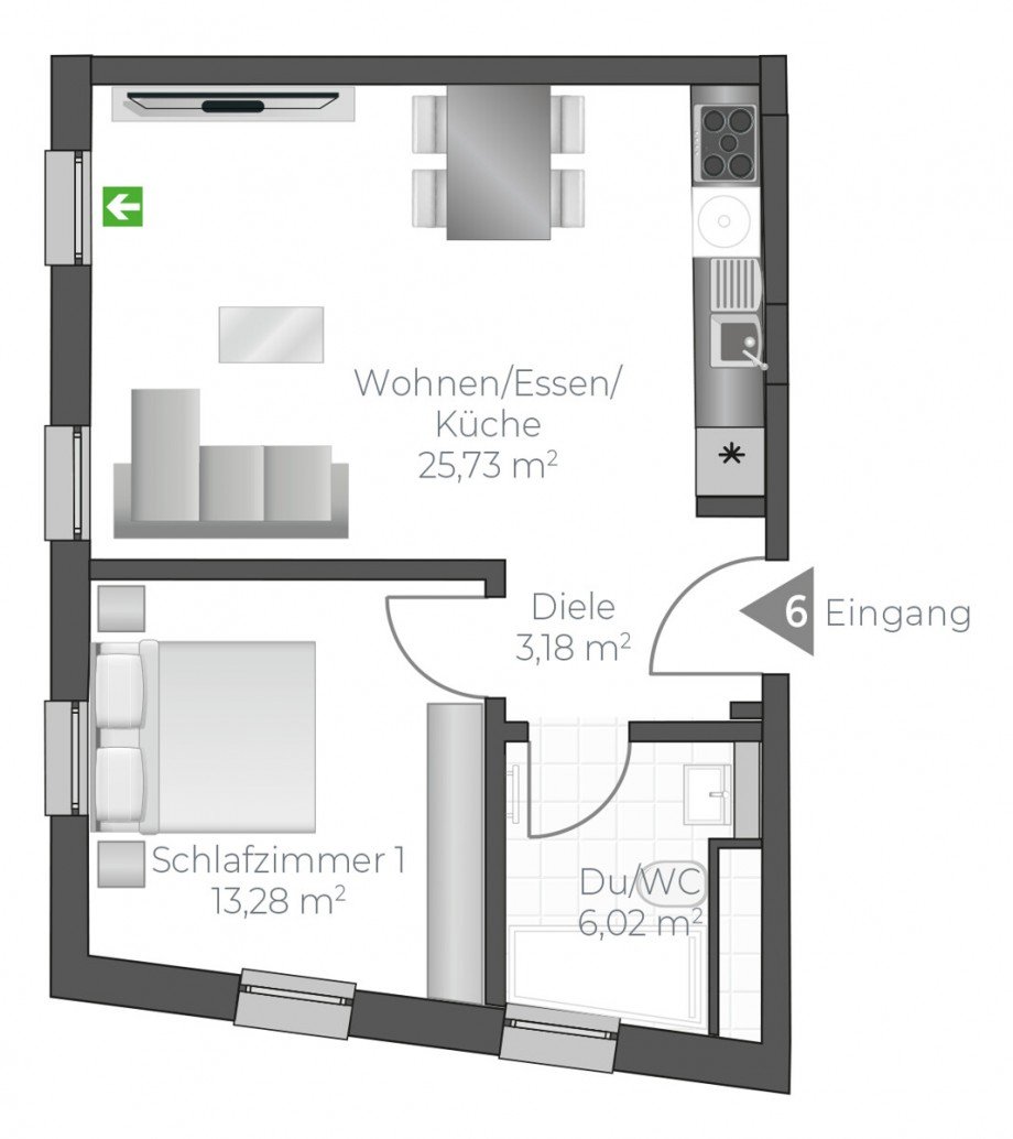 Wohnung-Nr. 6 Etagenwohnung Asperg