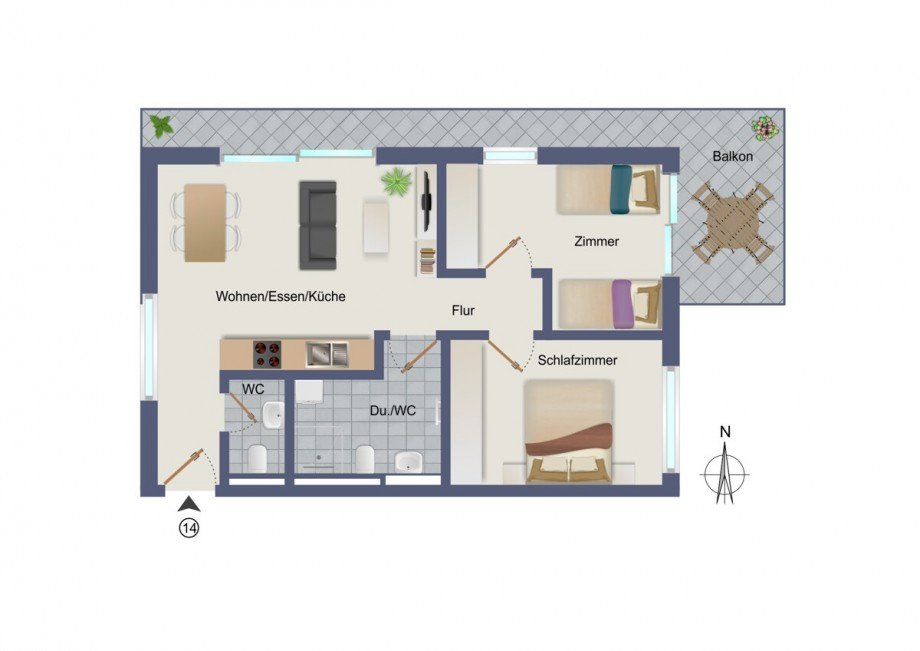 Wohnung-Nr. 14 Etagenwohnung Asperg