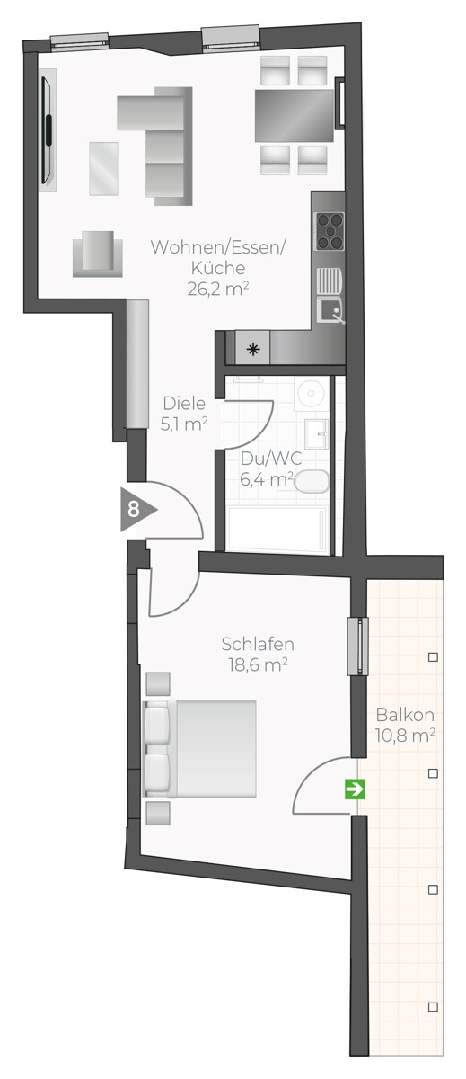 Wohnung-Nr. 8 Etagenwohnung Asperg