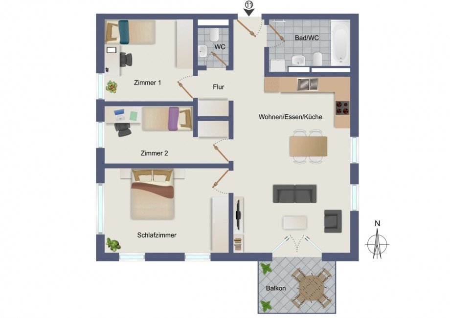Wohnung-Nr. 11 Etagenwohnung Asperg