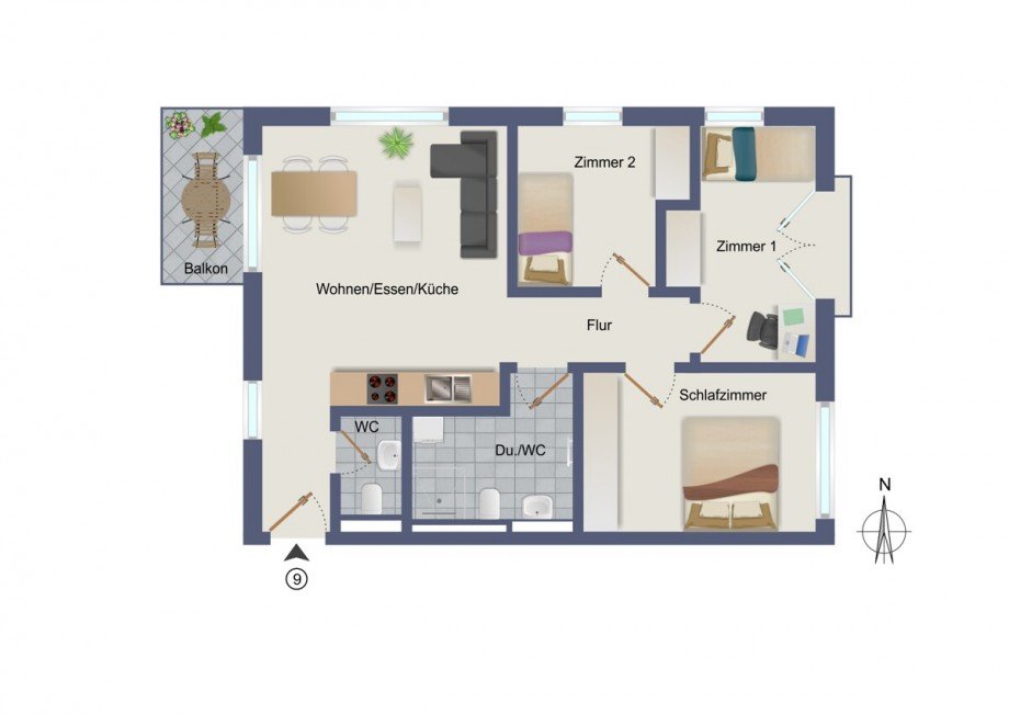 Wohnung-Nr. 9 Etagenwohnung Asperg