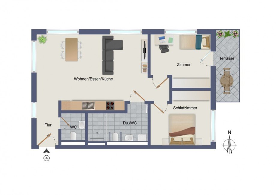 Wohnung-Nr. 4 Erdgeschosswohnung Asperg