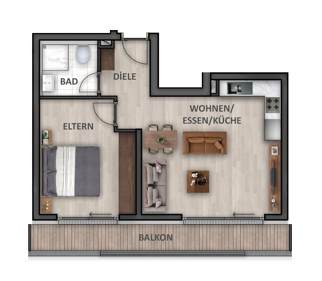 Wohnung-Nr. 5 (B) Etagenwohnung Heilbronn / Neckargartach