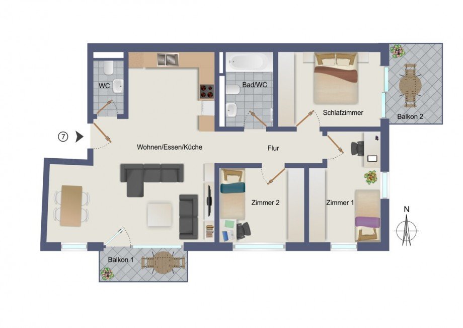 Wohnung-Nr. 7 Etagenwohnung Asperg