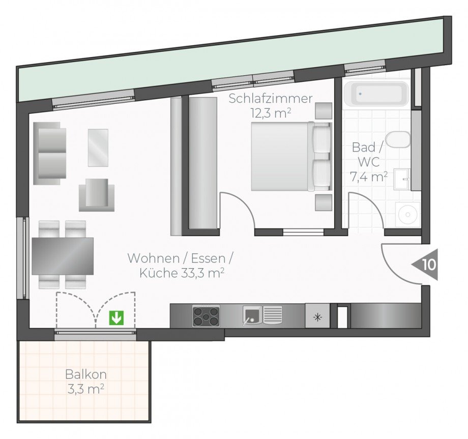 Wohnung-Nr. 10 Etagenwohnung Asperg