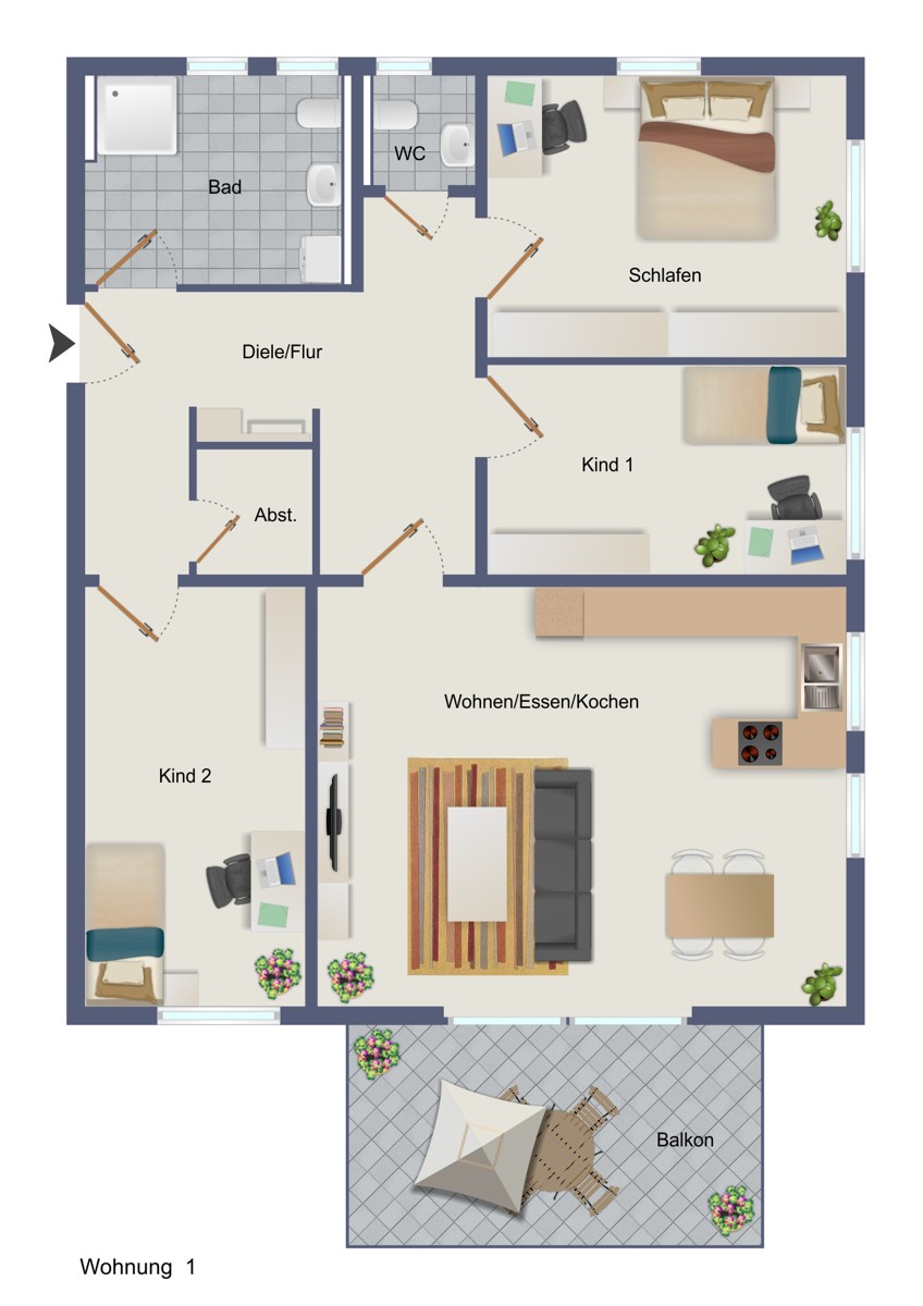 Wohnung 1 Erdgeschosswohnung Herrenberg-Oberjesingen