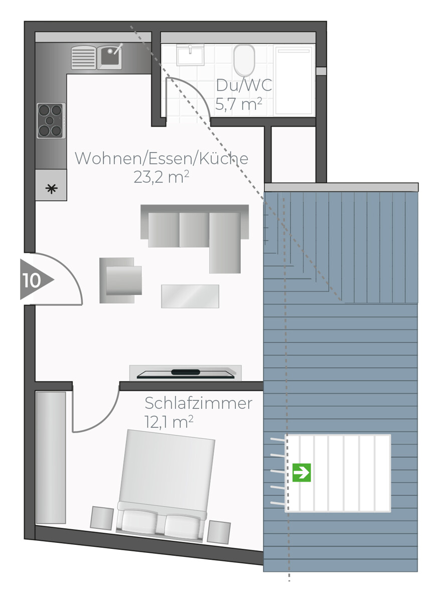 Wohnung-Nr. 10 Dachgeschosswohnung Asperg