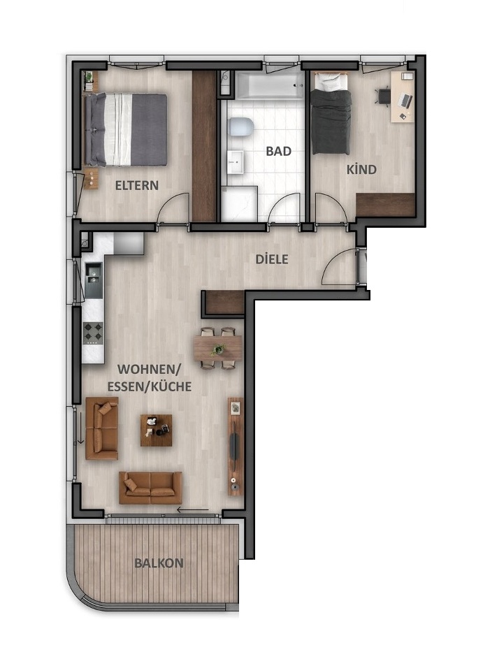 Wohnung-Nr. 9 (B) Etagenwohnung Heilbronn / Neckargartach