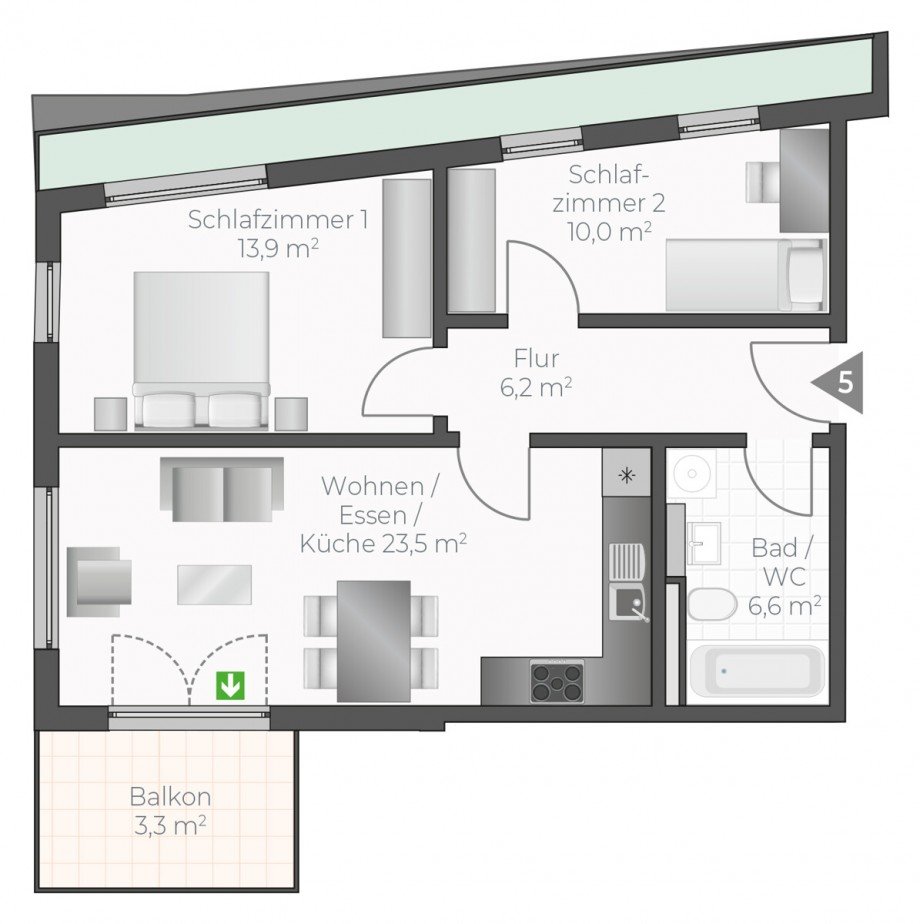 Wohnung-Nr. 05 Etagenwohnung Asperg