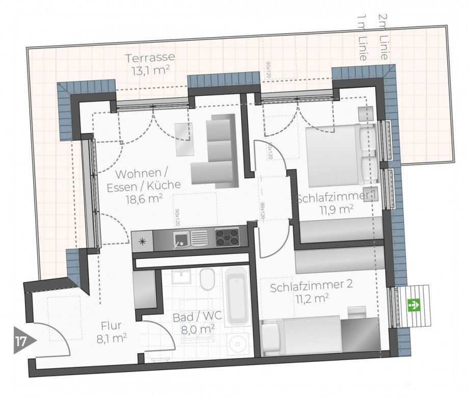 Wohnung-Nr. 17 Penthousewohnung Asperg