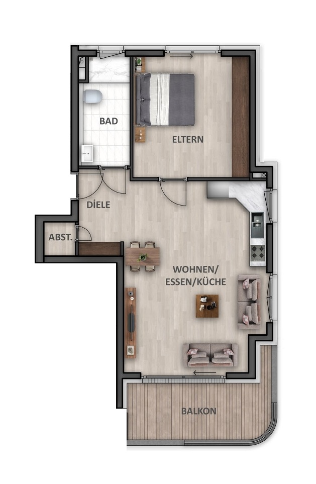 Wohnung-Nr. 4 (B) Etagenwohnung Heilbronn / Neckargartach