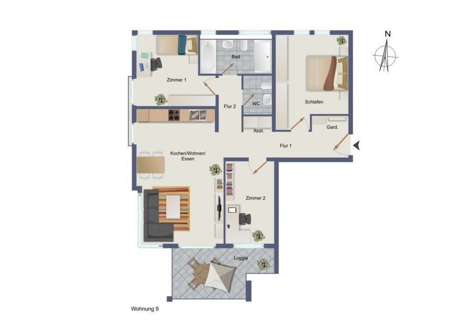 Wohnung-Nr. 9 Etagenwohnung G�rtringen