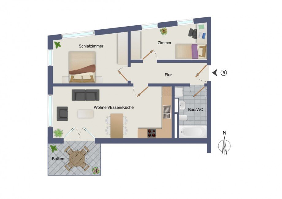 Wohnung-Nr. 5 Etagenwohnung Asperg