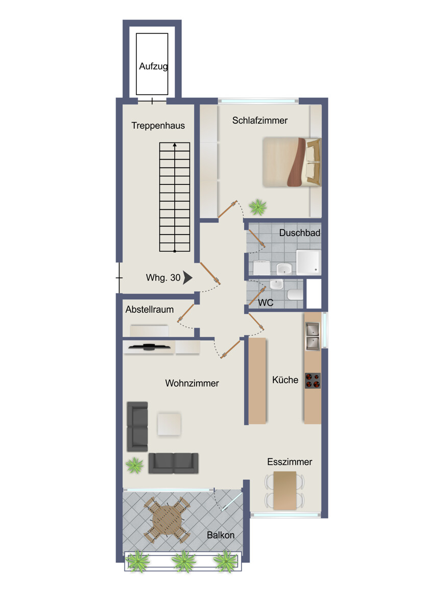 Wohnung-Nr. 30 Etagenwohnung Fliderstadt