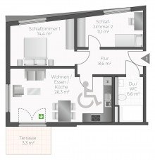 Wohnung-Nr. 01 Attraktive 3-Zimmer-Eigentumswohnung mit sonniger Terrasse *KfW-40-QNG Standard*