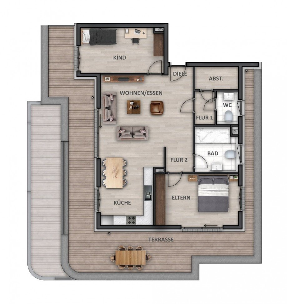 Wohnung-Nr. 9 (A) Dachgeschosswohnung Heilbronn / Neckargartach