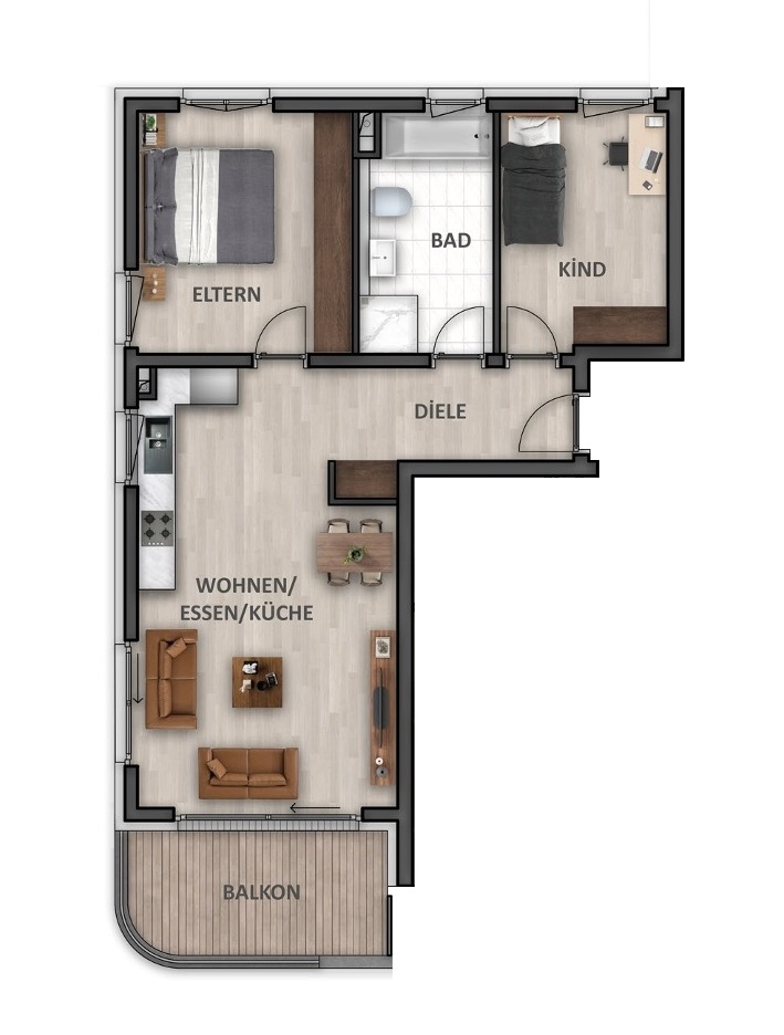 Wohnung-Nr. 6 (B) Etagenwohnung Heilbronn / Neckargartach