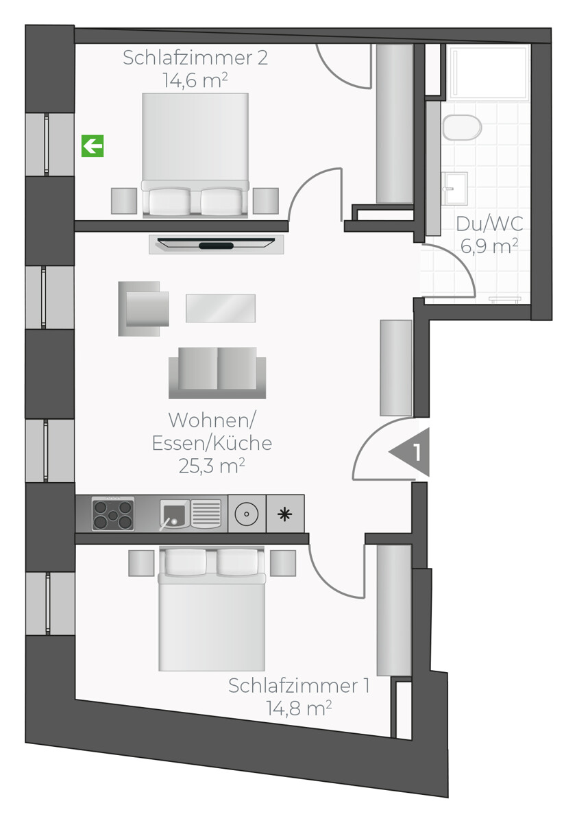 Wohnung-Nr. 01 Erdgeschosswohnung Asperg