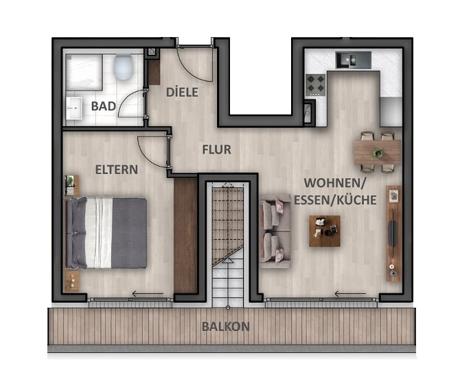 Wohnung-Nr. 8 (B) Etagenwohnung Heilbronn / Neckargartach