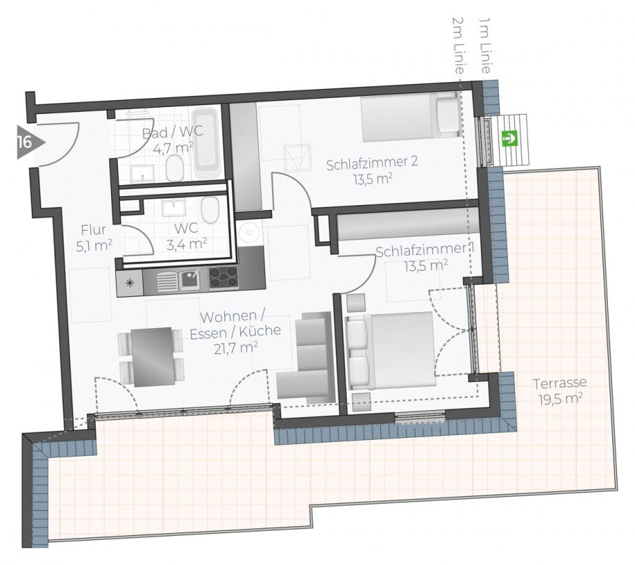 Wohnung-Nr. 16 Penthousewohnung Asperg